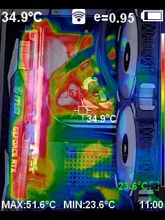 Eksempel fra ThermoCamera Connect. Thermografi af computer