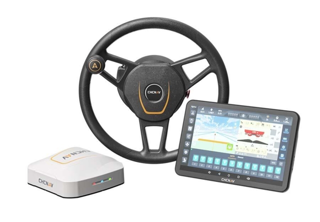 RTK GPS Autostyring til traktor. Med GPS-antenne, motoriseret rat og 12" skærm.